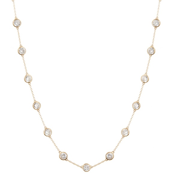 DORSEY Clemence 7.5 Carat, 15 White Sapphire and 18K Gold Vermeil Bezel Necklace - Picture 5 of 6